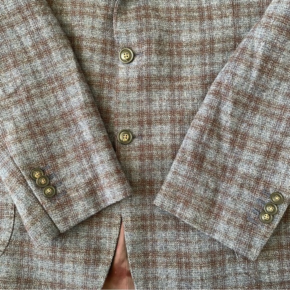 Johnston Murphy Sport Plaid Coat Blue Purple Maroon Size M - Picture 7 of 9